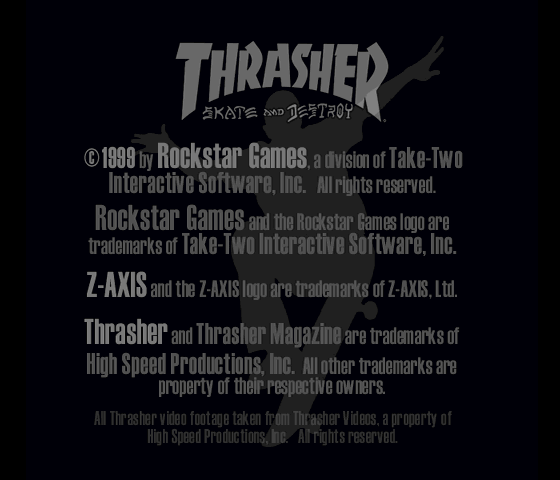 Thrasher: Skate and Destroy Title Screen